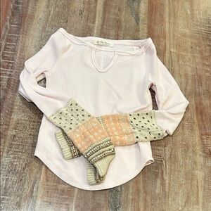 We The Free Shell Pink Thermal Henley with Cozy Craft Cuffs